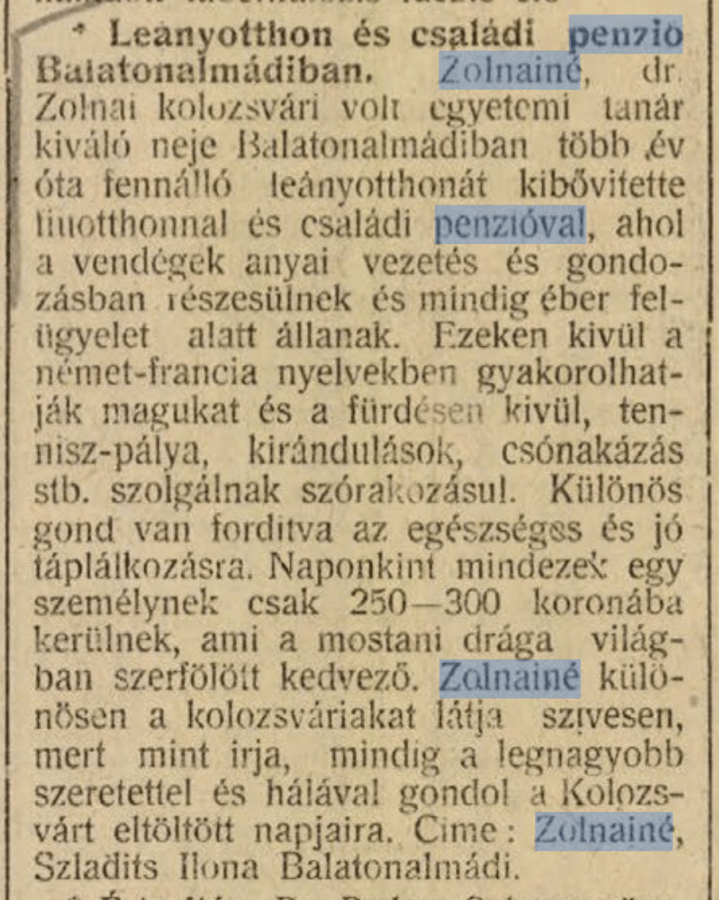 Zolnai penzió